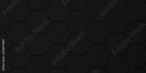 Vector black hexagonal background. Luxury black Pattern. wallpaper Illustration. Futuristic abstract honeycomb mosaic black background. geometric mesh cell texture. modern futuristic wallpaper.	