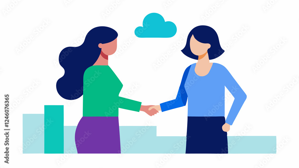Obraz premium Empowering Women, A Handshake of Global Success Unity Office Career Female 