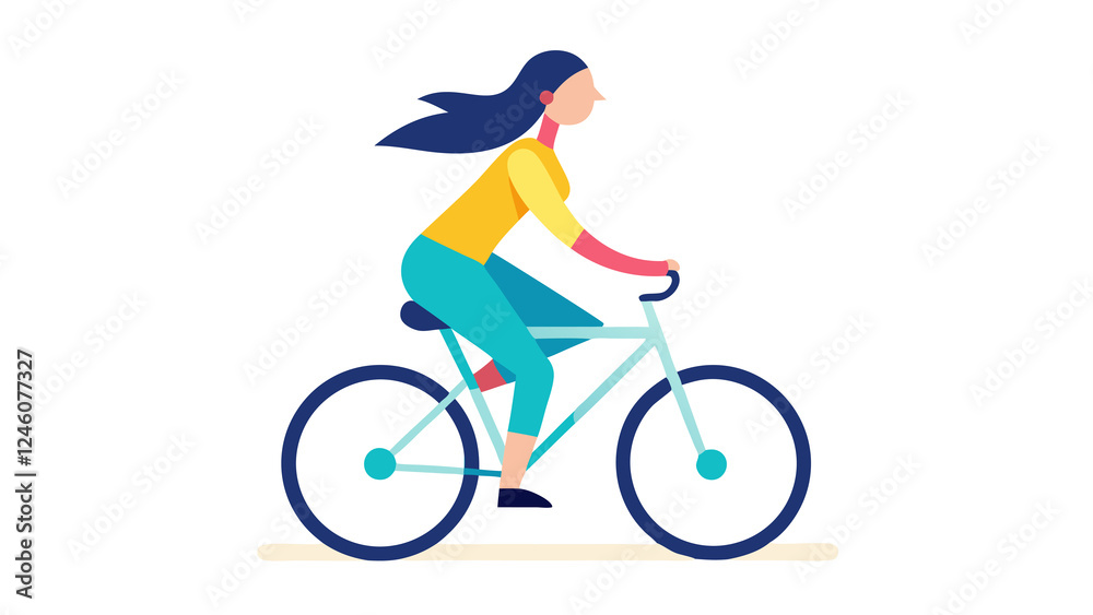Obraz premium Empowered Woman Cycling, International Women's Day Bike Ride Happy Sport Active 
