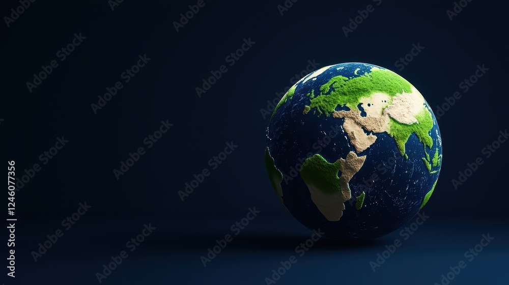 3D Render of Earth Globe with Lush Green Land and Deep Blue Ocean 3D Render of Earth Globe with Lush Green Land and Deep Blue Ocean