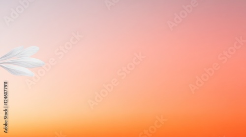 Soft pastel gradient with delicate white leaf accent