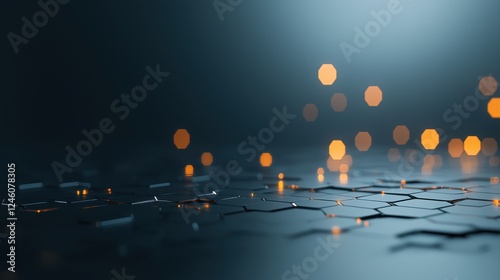 Dynamic interlocking hexagonal prisms shifting in a kaleidoscope pattern abstract digital art studio environment close-up view visual concept