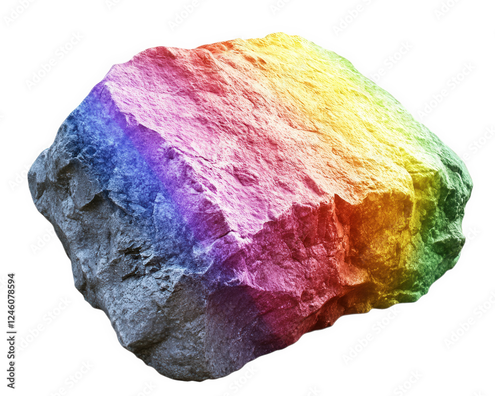Fototapeta premium vibrant rock displaying rainbow spectrum of colors, showcasing unique blend of hues and textures. This colorful stone adds magical touch to any setting