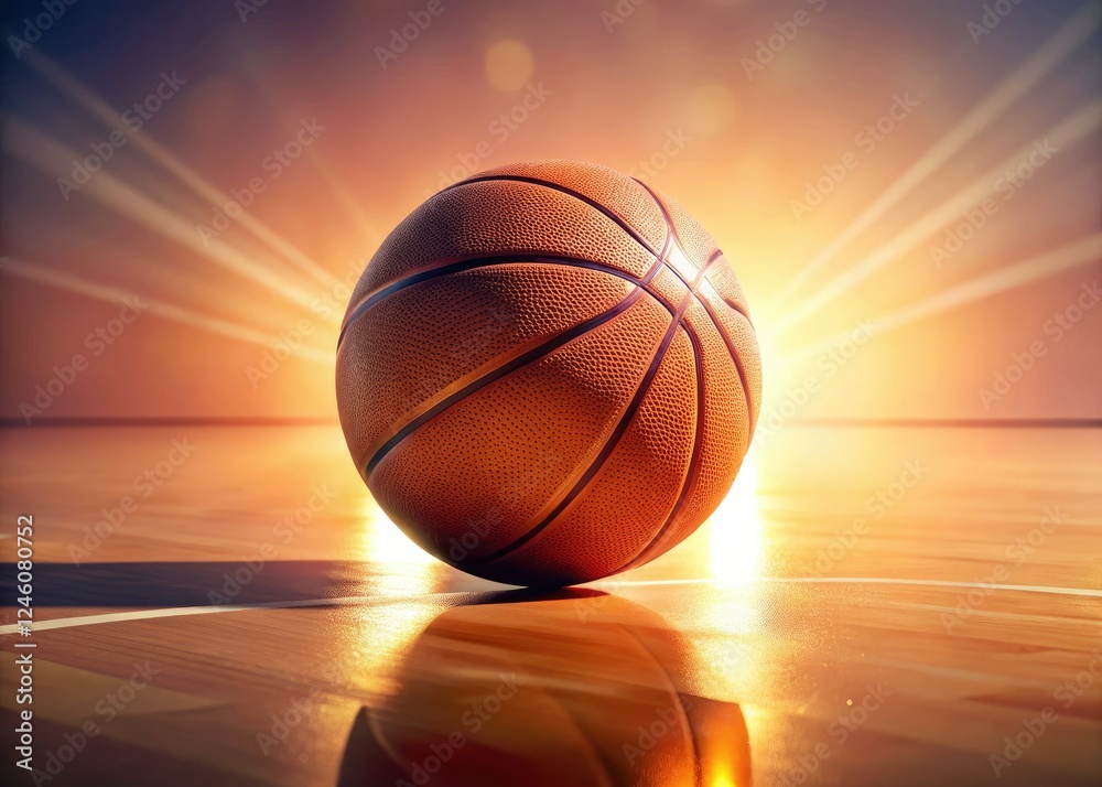 Obraz premium Surreal basketball artistry: peachy hues, abstract courtside action, artistic ball.