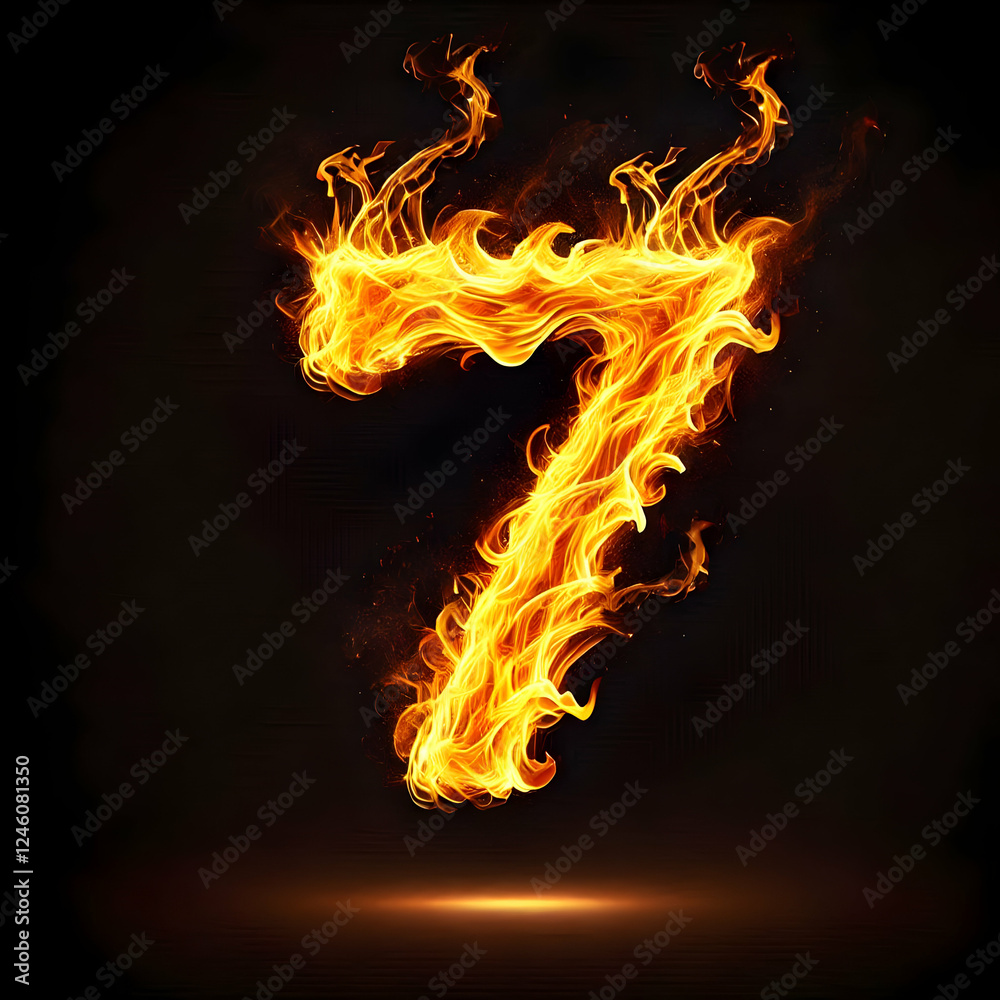 Fototapeta premium Fire Numerals Set