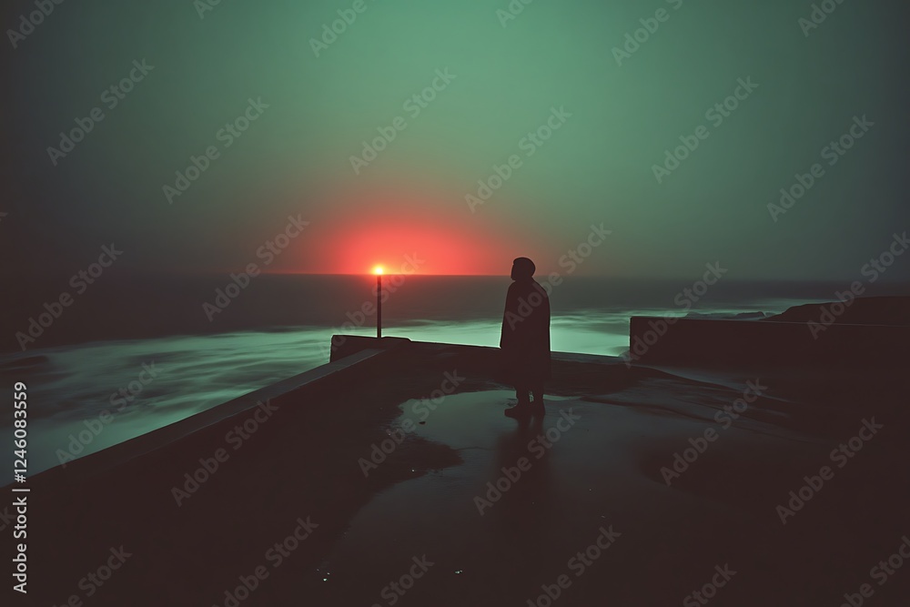 Obraz premium Solitude at Sunset on the Coastline