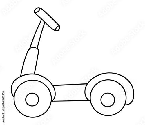 Springtime outline illustration, Simple line drawing of scooter with two wheels and handlebar