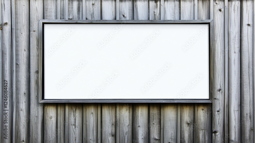 Blank Frame on Wooden Wall Ready for Custom Content Display Blank Frame on Wooden Wall Ready for Custom Content Display