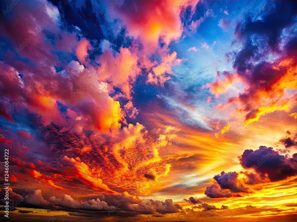 Fototapeta premium Vibrant sunset hues paint a gradient sky, an abstract low-light masterpiece of nature.