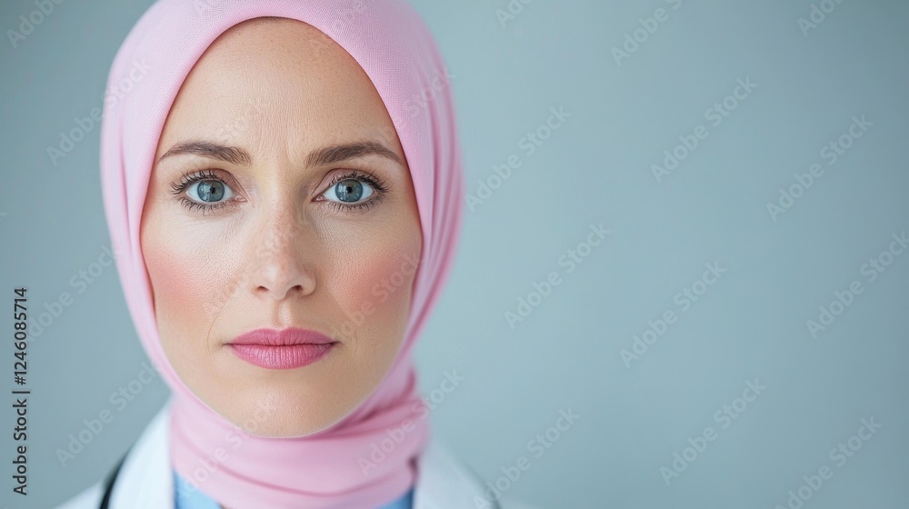 Confident female doctor, hijab, healthcare portrait Confident female doctor, hijab, healthcare portrait