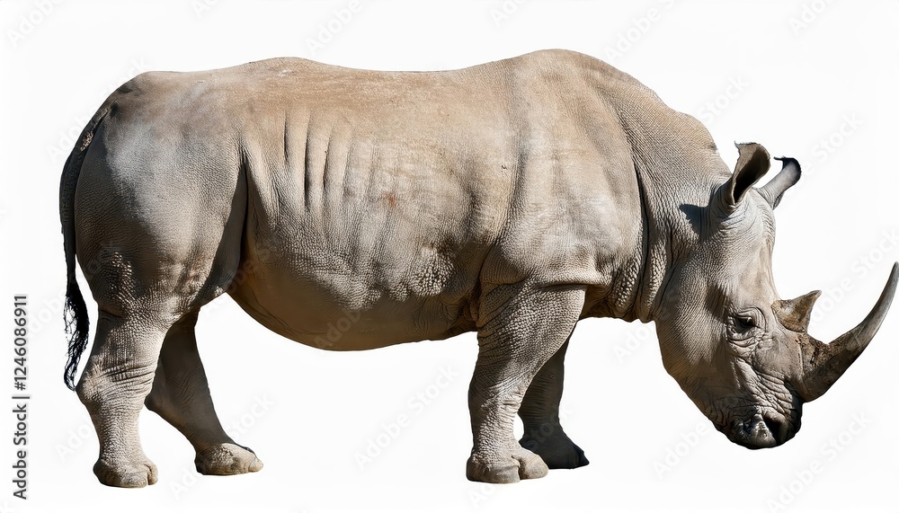 Striking Portrait of a Majestic White Rhino Against a Transparent Backdrop, Showcasing Its Power and Grace in High Definition. Striking Portrait of a Majestic White Rhino Against a Transparent Backdrop, Showcasing Its Power and Grace in High Definition.