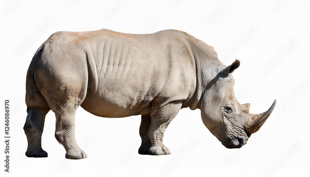 Striking White Rhino in Transparent Background, Showcasing Majesty and Power of this Giant Mammal Striking White Rhino in Transparent Background, Showcasing Majesty and Power of this Giant Mammal