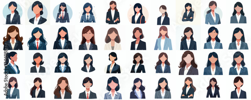 business woman half body vector set