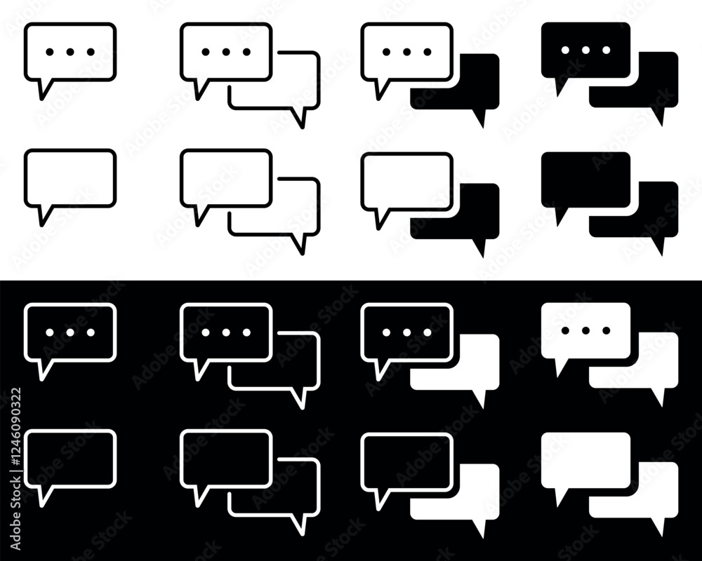 Speech Bubble Icons in Light and Dark. A Minimalist Communication Design vector illustration. Speech Bubble Icons in Light and Dark. A Minimalist Communication Design vector illustration.