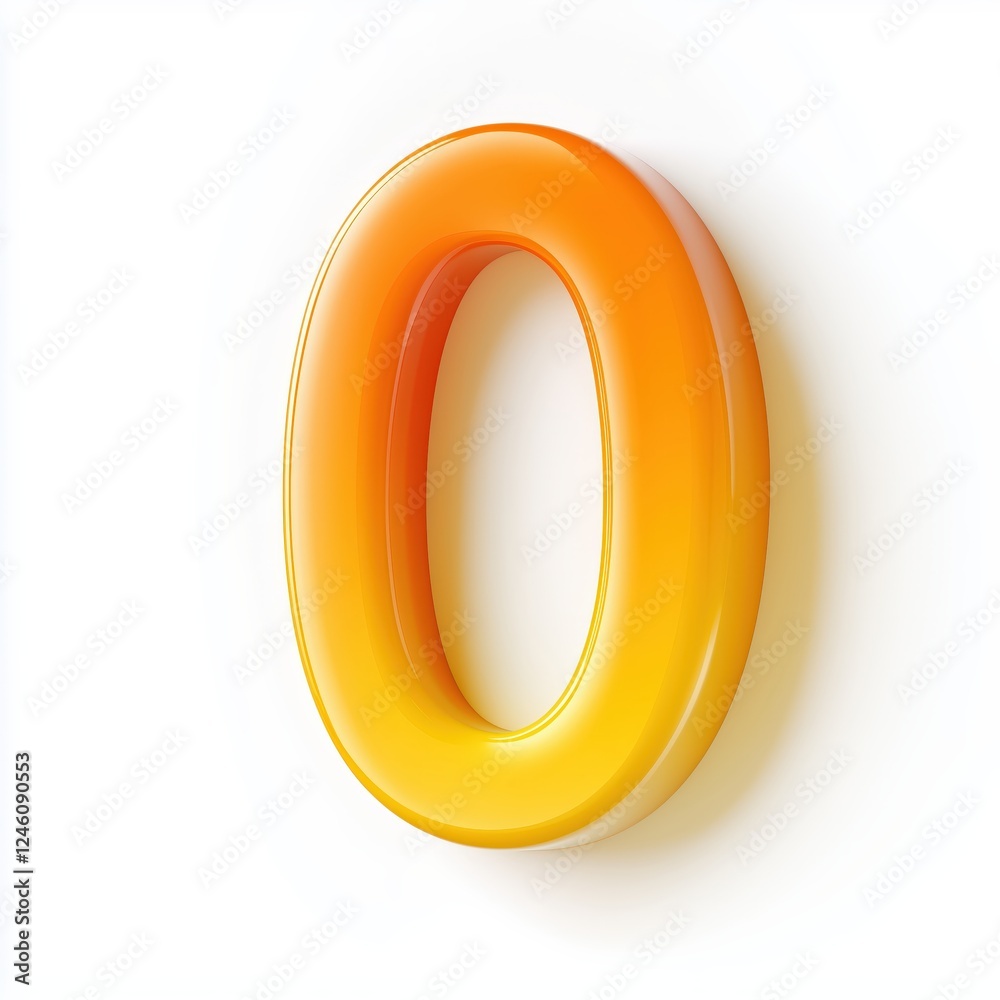 Glossy 3D orange number zero icon on a white background. Glossy 3D orange number zero icon on a white background.