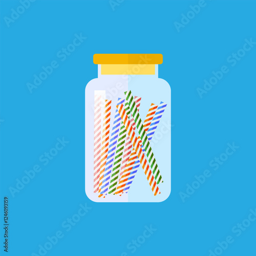 Flat vector illustration of jar with candies. Food illustration