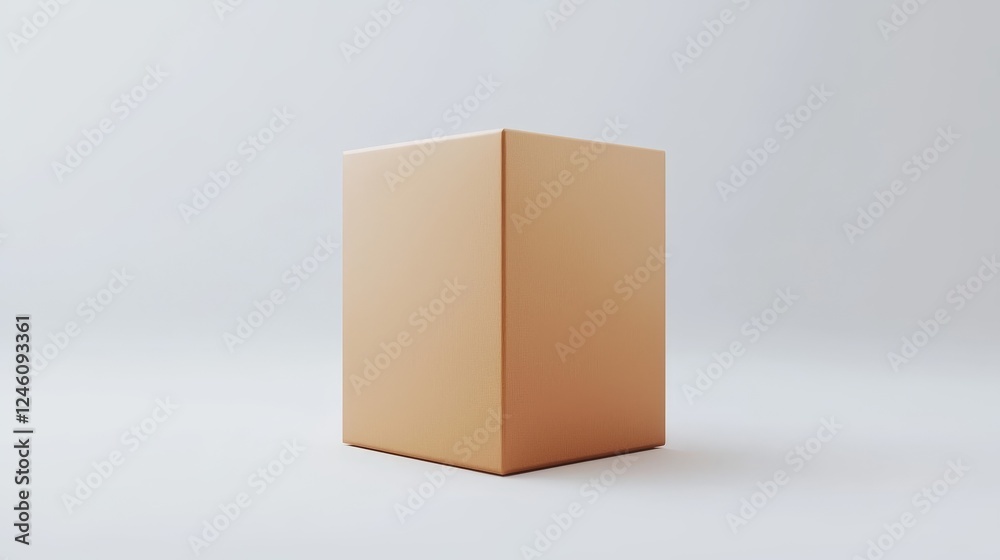 Obraz premium Empty cardboard box on white background, versatile packaging solution for shipping and storage