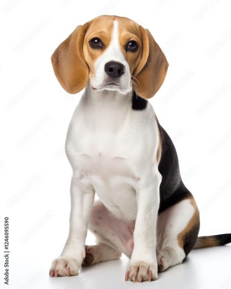 Portrait of Small Funny Beagle Dog on White Background - Pedigree Breed and Loyal Friend Portrait of Small Funny Beagle Dog on White Background - Pedigree Breed and Loyal Friend