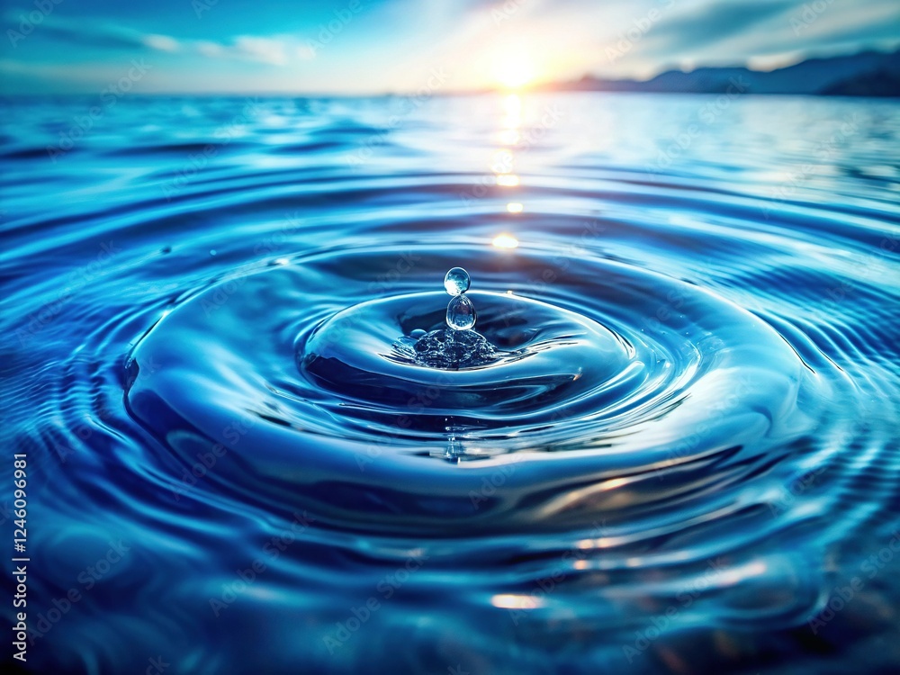 Calm Blue Water Surface Texture: Ripples, Bubbles, and Splashes Background Calm Blue Water Surface Texture: Ripples, Bubbles, and Splashes Background