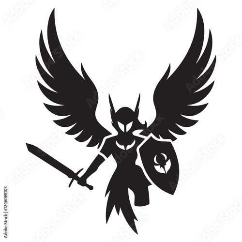 Valkyrie Warrior Esport Mascot silhouette vector