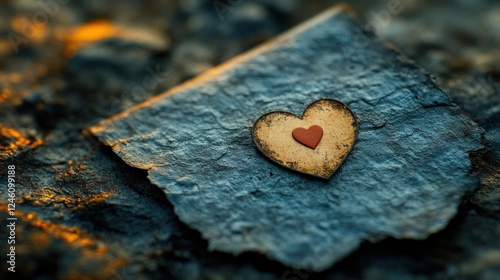 Sunset heart parchment love note