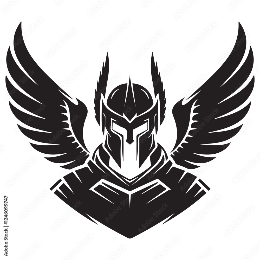 Obraz premium Valkyrie Warrior Esport Mascot silhouette vector