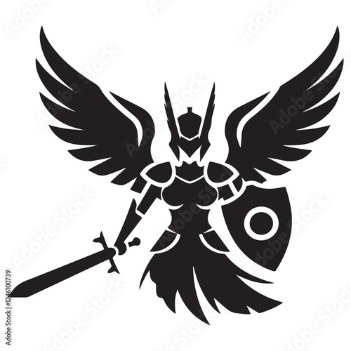 Valkyrie Warrior Esport Mascot silhouette vector