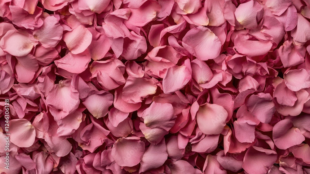 A pile of pink rose petals on a soft, pastel-colored backdrop, with room for a love-themed or seasonal quote. A pile of pink rose petals on a soft, pastel-colored backdrop, with room for a love-themed or seasonal quote.
