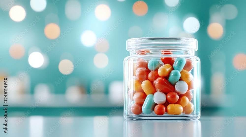 A vibrant and eye-catching image of assorted colorful capsules captured in a clear glass jar, set against a blurred backdrop, representing health and vitality concepts. A vibrant and eye-catching image of assorted colorful capsules captured in a clear glass jar, set against a blurred backdrop, representing health and vitality concepts.