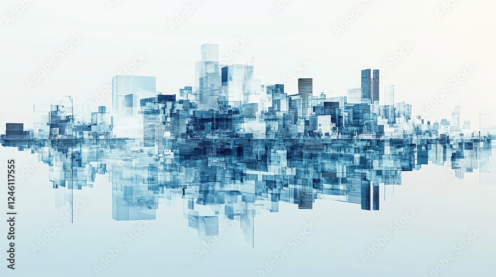 custom made wallpaper toronto digitalA visually captivating digital city skyline, seamlessly mirrored on a pristine reflective surface