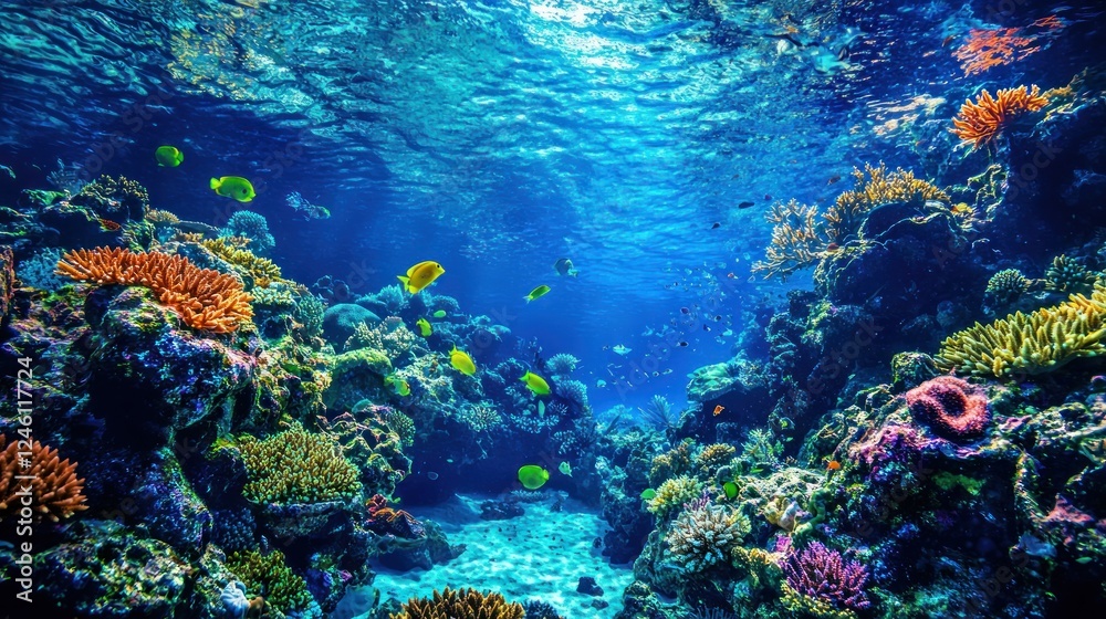 Fototapeta premium Vibrant Underwater Coral Reef Paradise