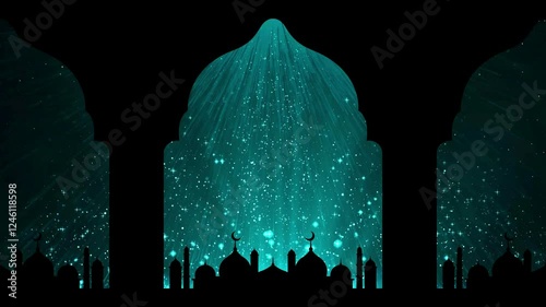 eid and mosque shilhoutte skyline