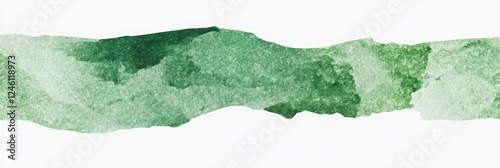 Green watercolor wash abstract stroke, white background, design element