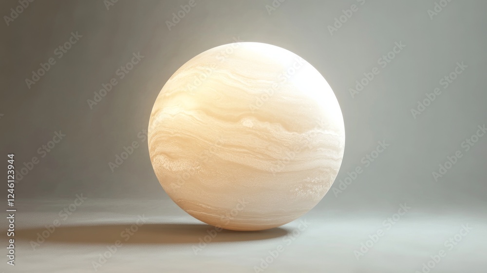 Realistic representation of a gaseous planet with swirling atmospheric patterns against a neutral background Realistic representation of a gaseous planet with swirling atmospheric patterns against a neutral background