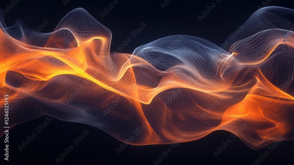 Obraz premium Abstract Orange And Blue Wave Forms Flowing