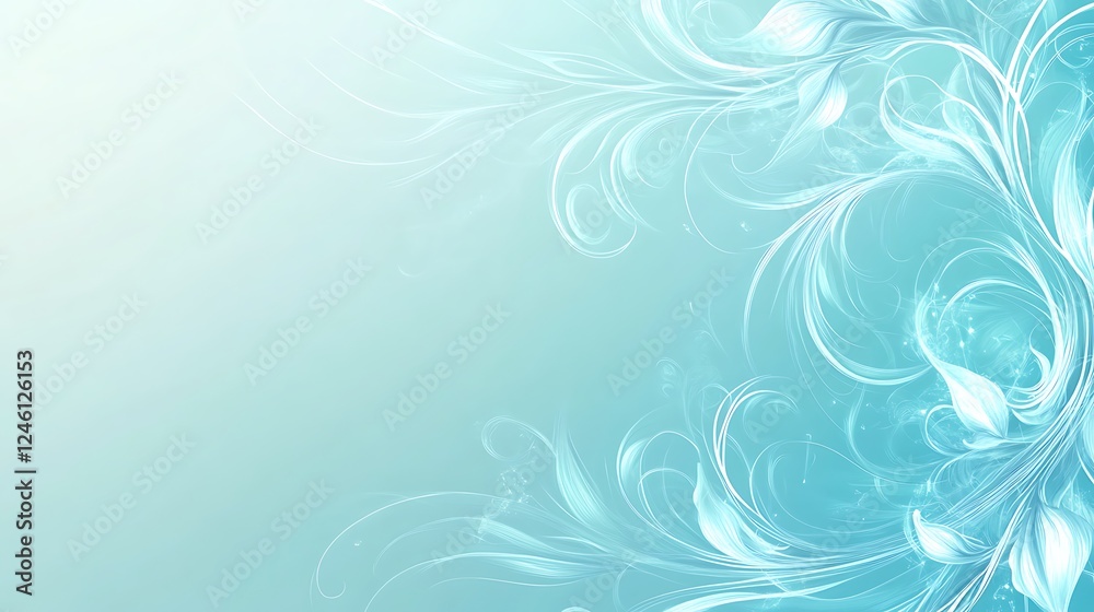 Blue floral design, pastel background, website banner Blue floral design, pastel background, website banner