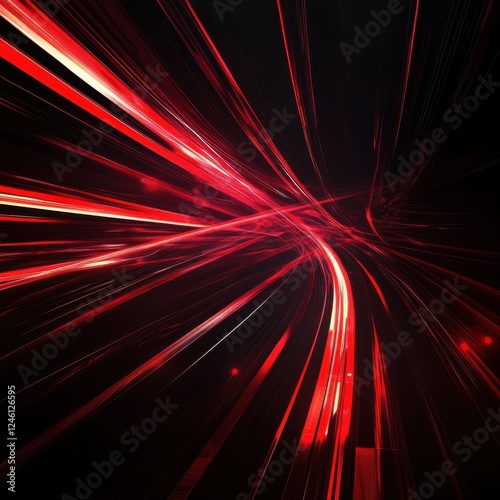 Abstract red and black background with dynamic light streaks  ideal for tech and digital designs.