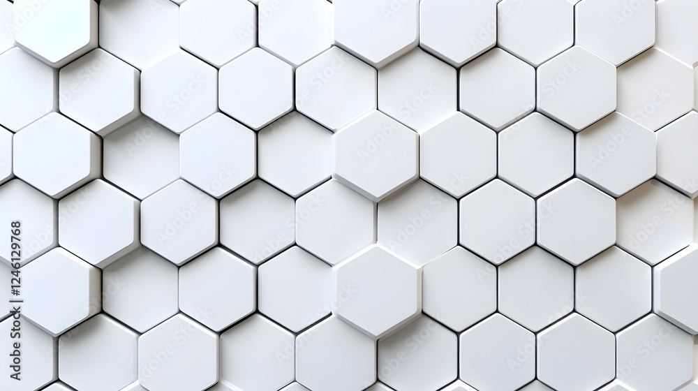 White Hexagonal Tiles Forming Unique Geometric Pattern in Design White Hexagonal Tiles Forming Unique Geometric Pattern in Design