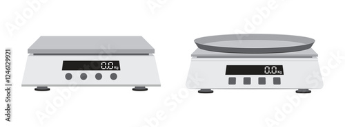 Digital weight scale electronic measuring device in flat color design