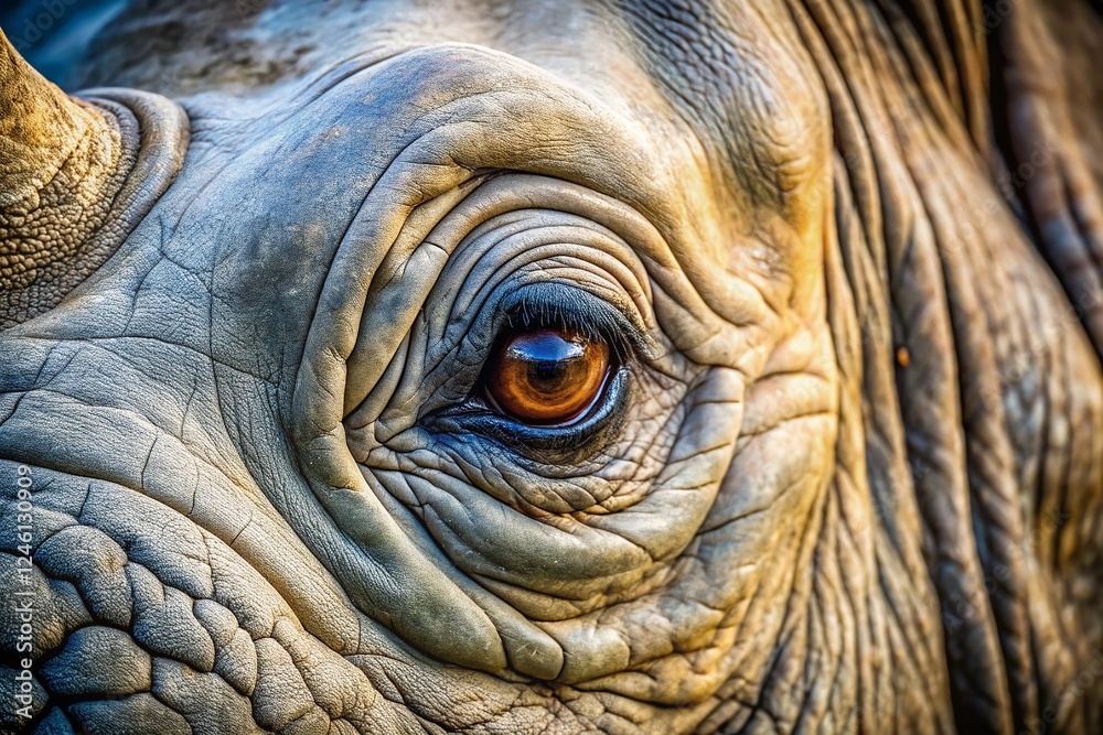 White Rhino Eye Macro Photography: Detailed Close-up of a Majestic Creature's Gaze White Rhino Eye Macro Photography: Detailed Close-up of a Majestic Creature's Gaze