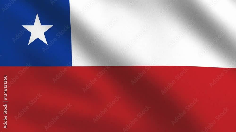 Chile flag seamless loop animation. The National flag of chile is 3d waving. Chile flag seamless loop animation. The National flag of chile is 3d waving.