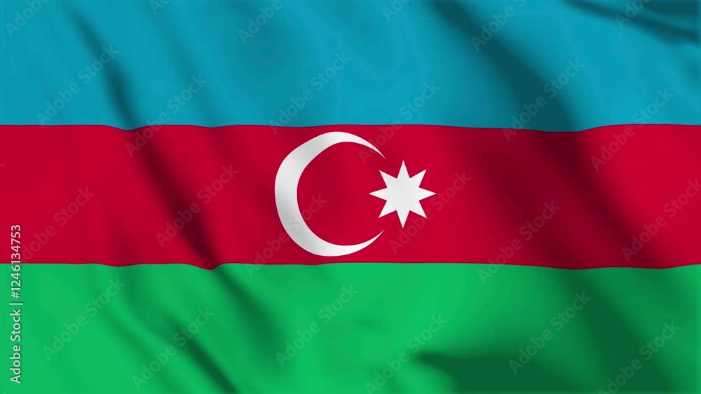 azerbaijan flag seamless loop animation. The National flag of azerbaijan is 3d waving. azerbaijan flag seamless loop animation. The National flag of azerbaijan is 3d waving.