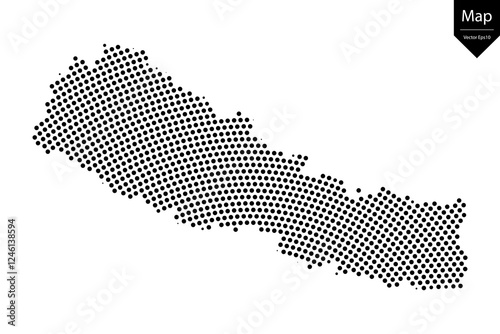 Abstract image Nepal map from point Black on a white background. Vector illustration eps 10.	
