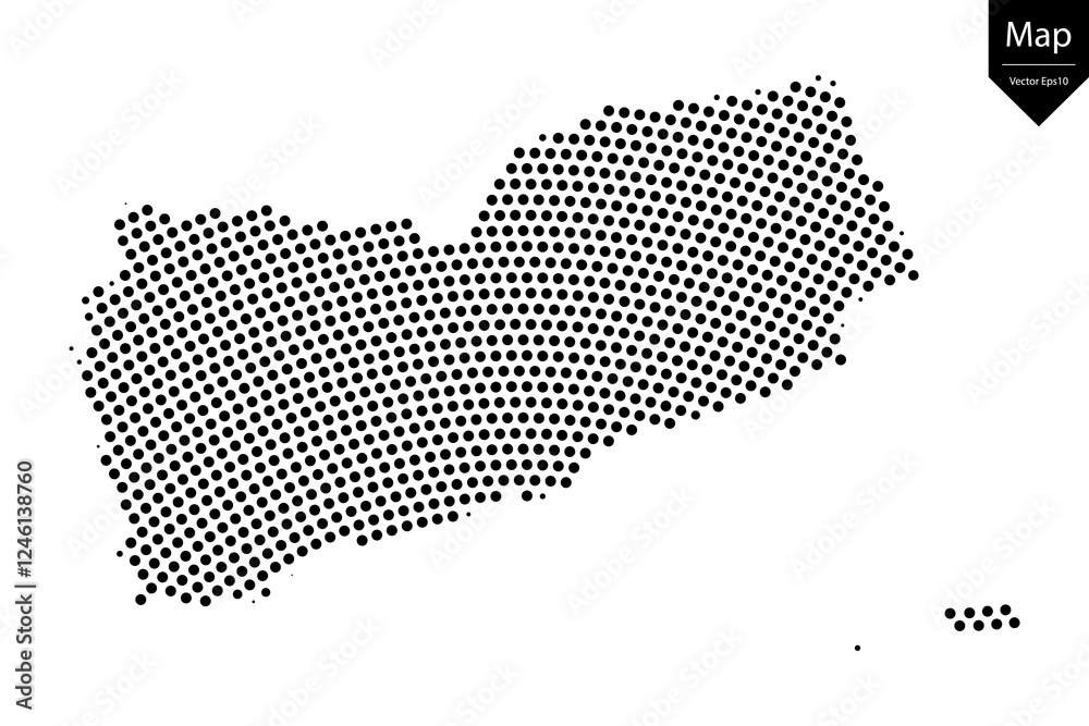 Obraz premium Abstract image Yemen map from point Black on a white background. Vector illustration eps 10. 