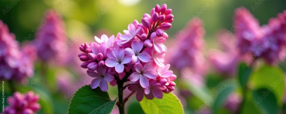 The sweet fragrance of blooming lilacs fills the air, field, stems, garden The sweet fragrance of blooming lilacs fills the air, field, stems, garden