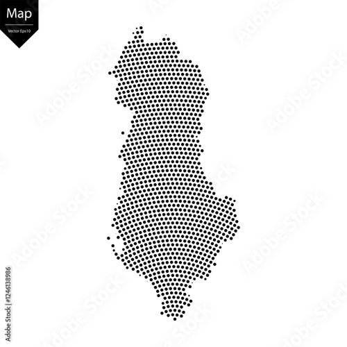 Abstract image Albania map from point Black on a white background. Vector illustration eps 10.	
