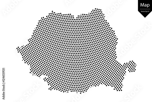 Abstract image Romania map from point Black on a white background. Vector illustration eps 10.	
