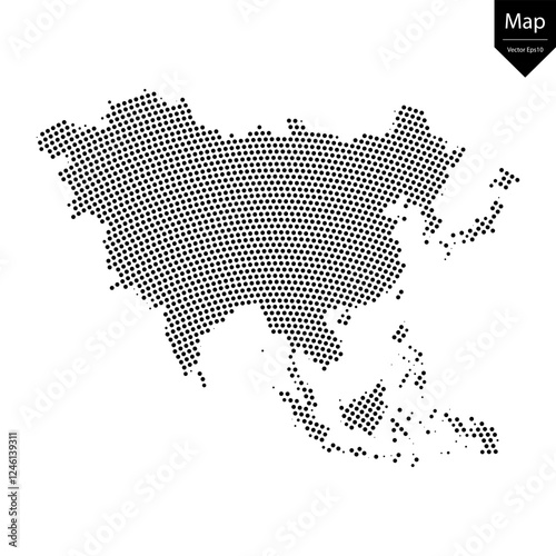 Abstract image Asia map from point Black on a white background. Vector illustration eps 10.	
