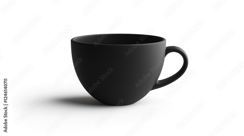 Clean coffee cup mockup with a smooth matte surface, placed against a pure white background for a minimalist presentation Clean coffee cup mockup with a smooth matte surface, placed against a pure white background for a minimalist presentation