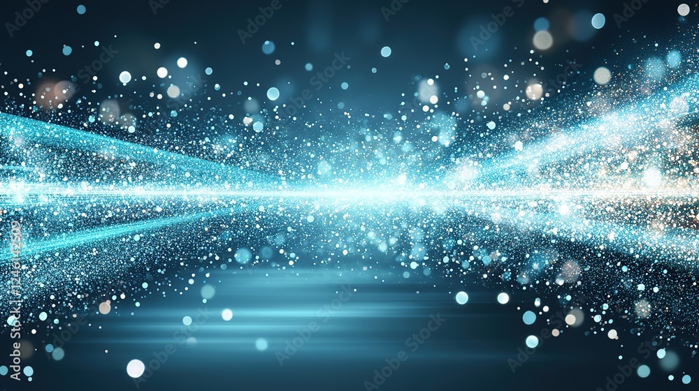 Obraz premium Blue energy stream, sparkling bokeh background, digital art, website banner